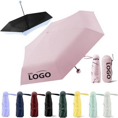 6-Rib Portable Sun and Rain Protection Umbrella with Case