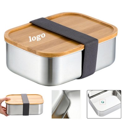 Stainless Steel Lunch Box W/ Wood Lid