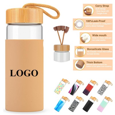 24oz Glass Water Bottles with Bamboo Lid
