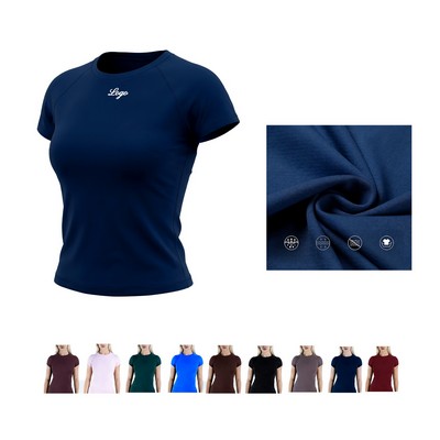 Women's Short Sleeve Seamless Workout Tops For Gym(XS)