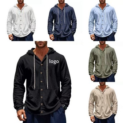 Men's Casual Beach Hooded Shirt