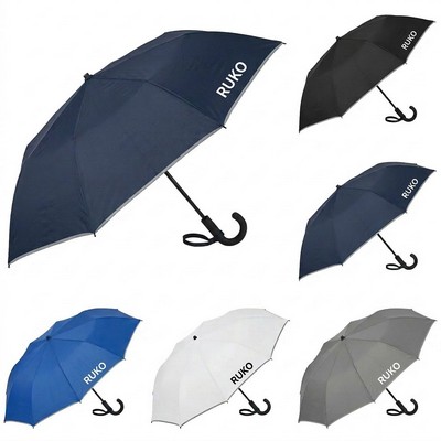 48" rPET Umbrella with Reflective Trim and Hook Strap