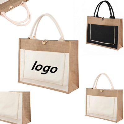 Eco Friendly Jute Patchwork Rustic Tote Bag