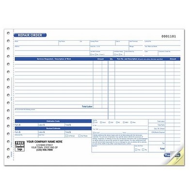Repair Order Forms - w/ Key Tag