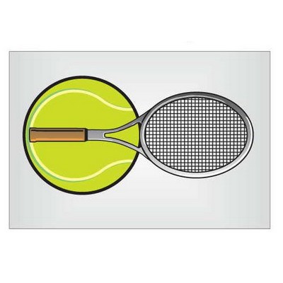 Tennis Ball & Racket Rectangle Badge w/ Bar Pin (2"x3")