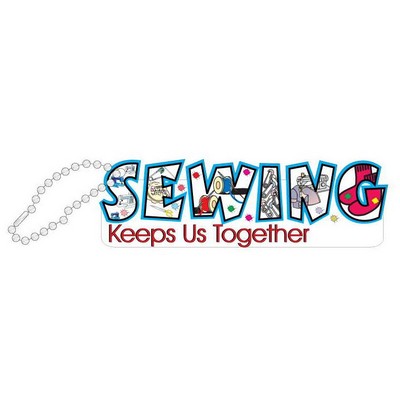 Sewing Slogan Promotional Line Key Chain w/ Black Back (4 Square Inch)