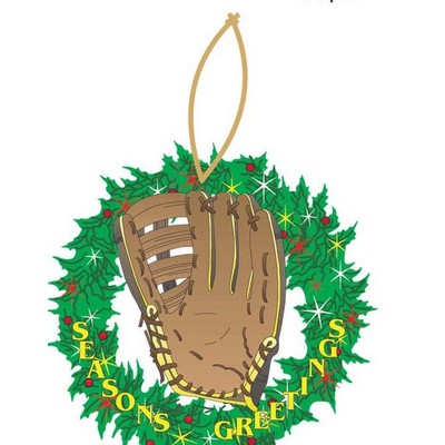 Baseball Glove & Wreath Ornament w/ Mirrored Back (6 Square Inch)