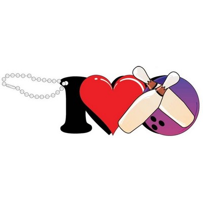 I Love Bowling Promotional Key Chain w/ Black Back (4 Square Inch)