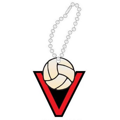 Volleyball in "V" Promotional Key Chain w/ Black Back (2 Square Inch)