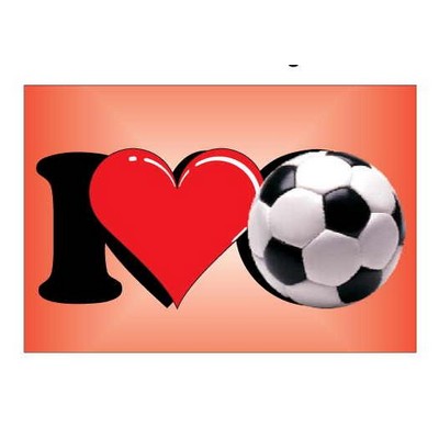 I Love Soccer Rectangle Badge w/ Bar Pin (2"x3")
