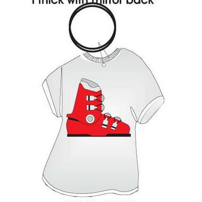 Ski Boot T-Shirt Key Chain w/Clear Mirrored Back (4 Square Inch)