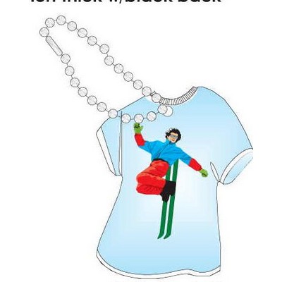 Skier Promotional T-Shirt Key Chain w/ Black Back (4 Square Inch)