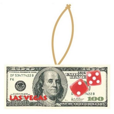 Las Vegas Dice $100 Bill Ornament w/ Black Back (8 Square Inch)