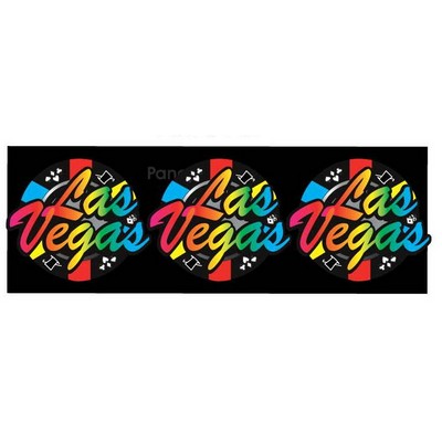 Las Vegas Poker Chip Panoramic Badge w/ Bar Pin (1 5/8"x4 5/8")