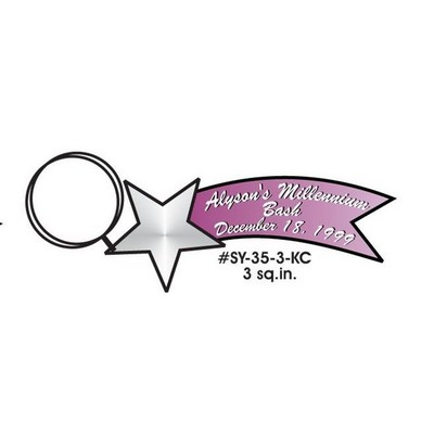 Star Banner Executive Key Chain w/Mirrored Back (3 Square Inch)