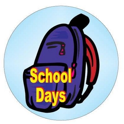 School Days Backpack Round Metal Photo Magnet (2 1/2")