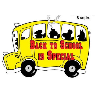 School Bus w/ Slogan Promotional Key Chain w/ Black Back (8 Square Inch)
