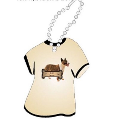 Bull Terrier Dog Promotional T Shirt Keychain w/ Black Back (4 Square Inch)