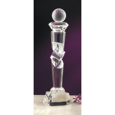 11" Optical Crystal Obelisk Globe Golf Award