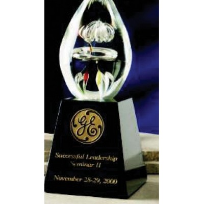 5" Hand Blown Nirvana Glass Oval Award