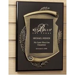 Rosewood Piano Finish Metal Scroll Plaque (8"x10")
