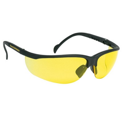 Amber/Black Wrap-Around Safety Glasses