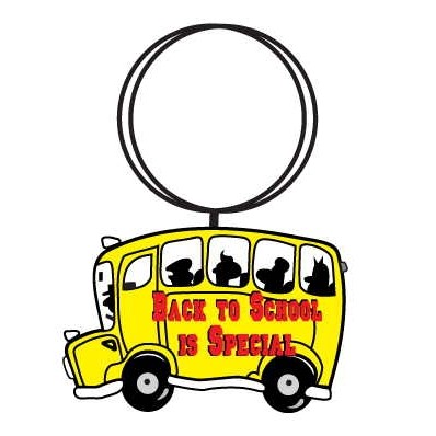School Bus w/Slogan Keychain w/Mirrored Back (10 Square Inch)