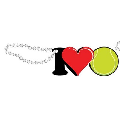 I Love Tennis Promotional Key Chain w/ Black Back (10 Square Inch)