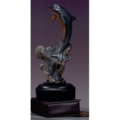 Dark Gray Dolphin Trophy w/Round Base (10.5" High)