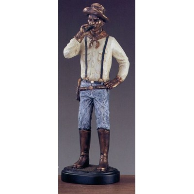 Painted Cowboy Smoking Cigar Trophy w/Oval Base (5"x13.5")