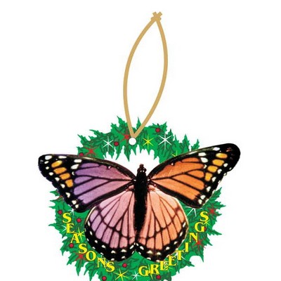 Purple & Pink Butterfly Wreath Ornament w/ Mirrored Back (3 Square Inch)