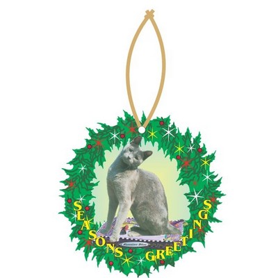 Russian Blue Cat Promotional Wreath Ornament w/ Black Back (10 Square Inch)