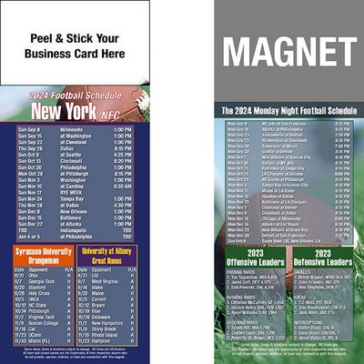 New York Pro Football Schedule Peel & Stick Magnet (3 1/2"x8 1/2")