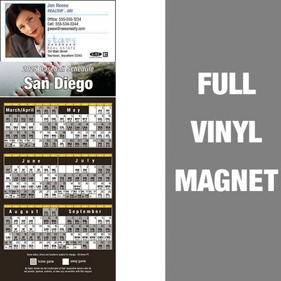 San Diego Pro Baseball Schedule Vinyl Magnet (3 1/2"x8 1/2")