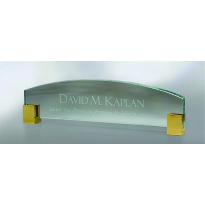 Jade Green Glass Crescent Name Plate (12"x 3")