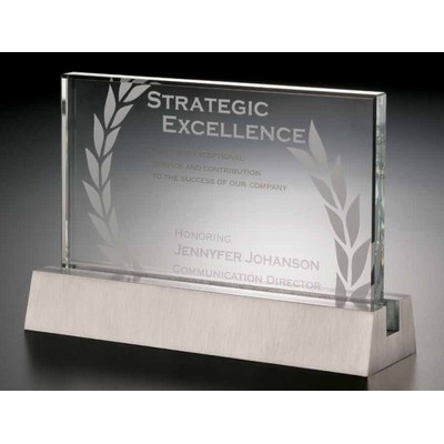 Acrylic Rectangle Award w/ Aluminum Base (6 1/2"x2"x4 1/2")