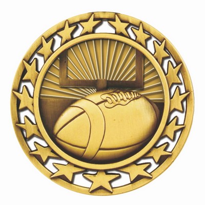 Star Border Football Medal