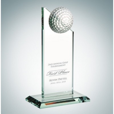 Golf Pinnacle Optical Crystal Award w/ Slant Edge Base (Medium)