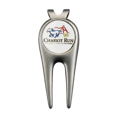 Repair Tool Clip Pearl Nickel w/ Enamel 1" Ball Marker