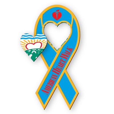 3.5" X 8" Awareness Ribbon Shape Vehicle Magnet - Heart Cutout