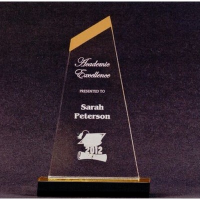 Triangle Acrylic Award w/Slanted Gold Top (6" x 11")