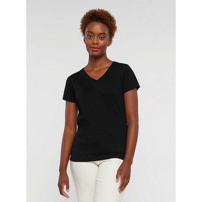 Live & Tell Ladies' Modern Fit V-Neck Short Sleeve Fine Jersey T-Shirt