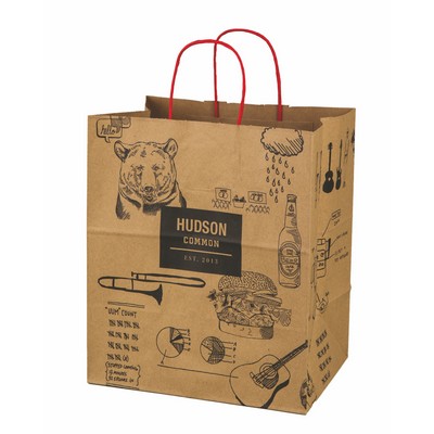 Recycled Kraft Paper Shopping Bag (13"x7"x13")