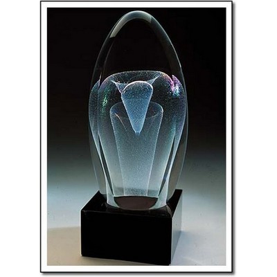 Rainbow Fountain Art Glass Sculpture w/ Marble Base