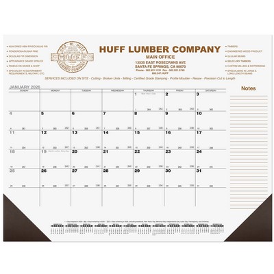 Black Calendar Desk Pad w/Julian & Contractor Dates - 1 Color Imprint