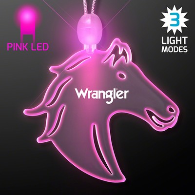 Acrylic Horse Head Shape Necklace with Pink LED - PRINTED