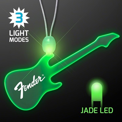 Light Up Acrylic Guitar Necklace with Green LED  - PRINTED