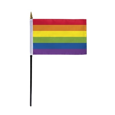 Rainbow Stick Flag 4"X6"
