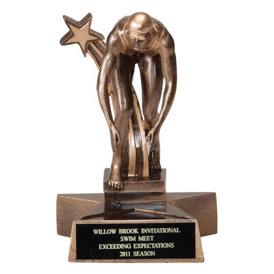 6 ¼" Resin Swimming Trophy w/Female Swimmer & Shooting Star