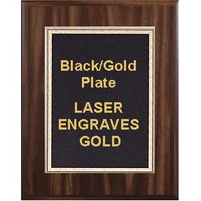 Walnut Plaque 9" x 12" - Black/Gold - 7" x 10" Florentine Plate